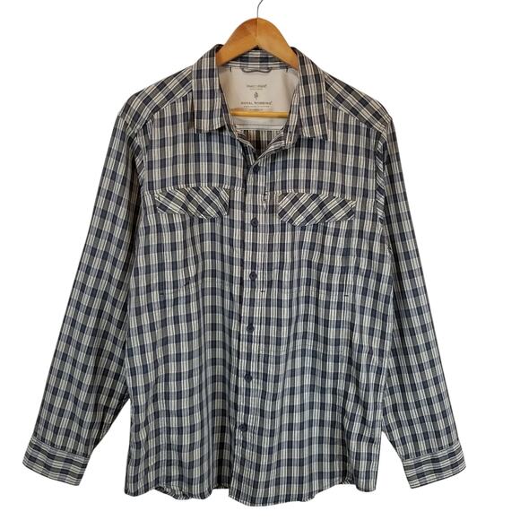 Royal Robbins Other - Royal Robbins Men's Insect Shield Bug Barrier Plaid Button Up Shirt Blue Large